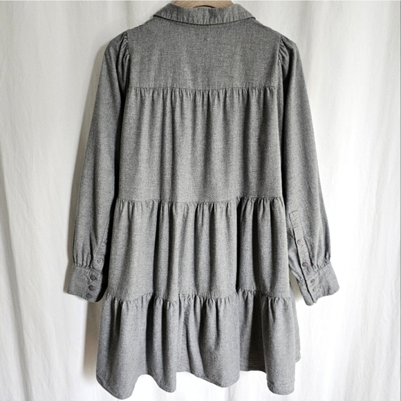 🇪🇦 Zara Grey Tiered Mini Shirt Dress - Picture 6 of 16